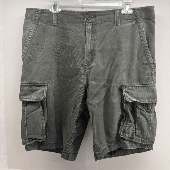 Faded Glory Shorts Mens 34 Green Cotton Canvas Cargo Pockets Utility Work Casual - Picture 1 of 5